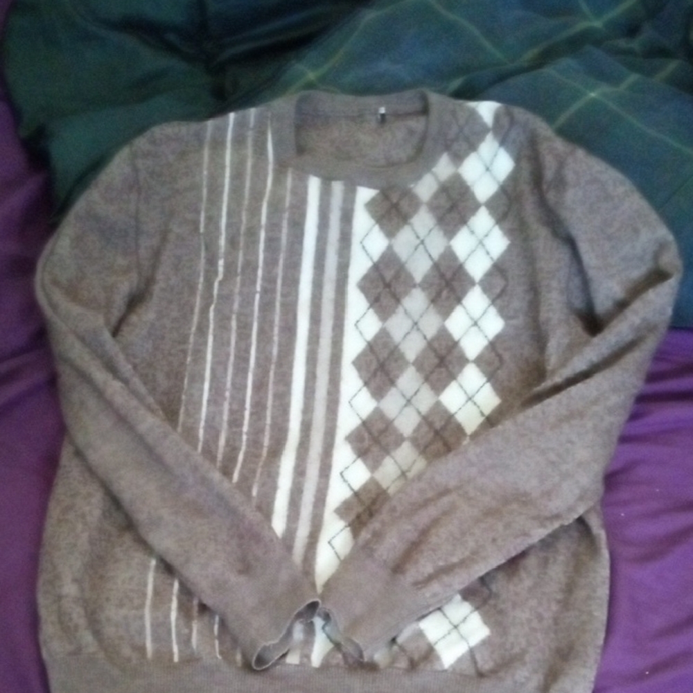 Classic Brown Argyle Crewneck Sweater